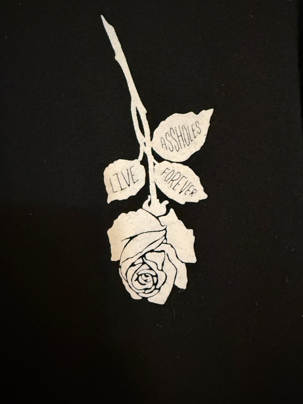 Black Women's Pullover Hoodie with White Rose Graphic - Picture 2 of 3